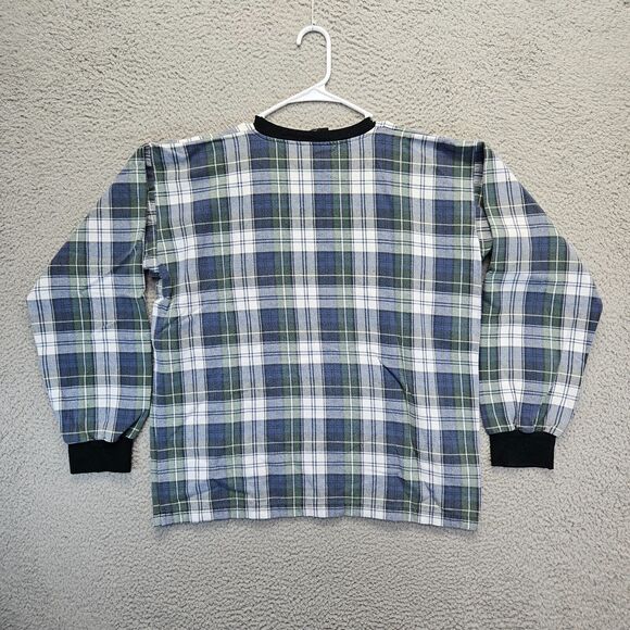 The Vermont Flannel‎ Co Sweatshirt Mens Size Large Blue Plaid Crewneck Pullover - Picture 8 of 9